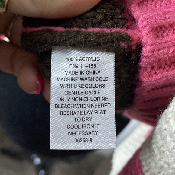 St John’s Bay Women’s Crewneck Sweater Beige Brown Pink sz L NWT - Picture 6 of 6